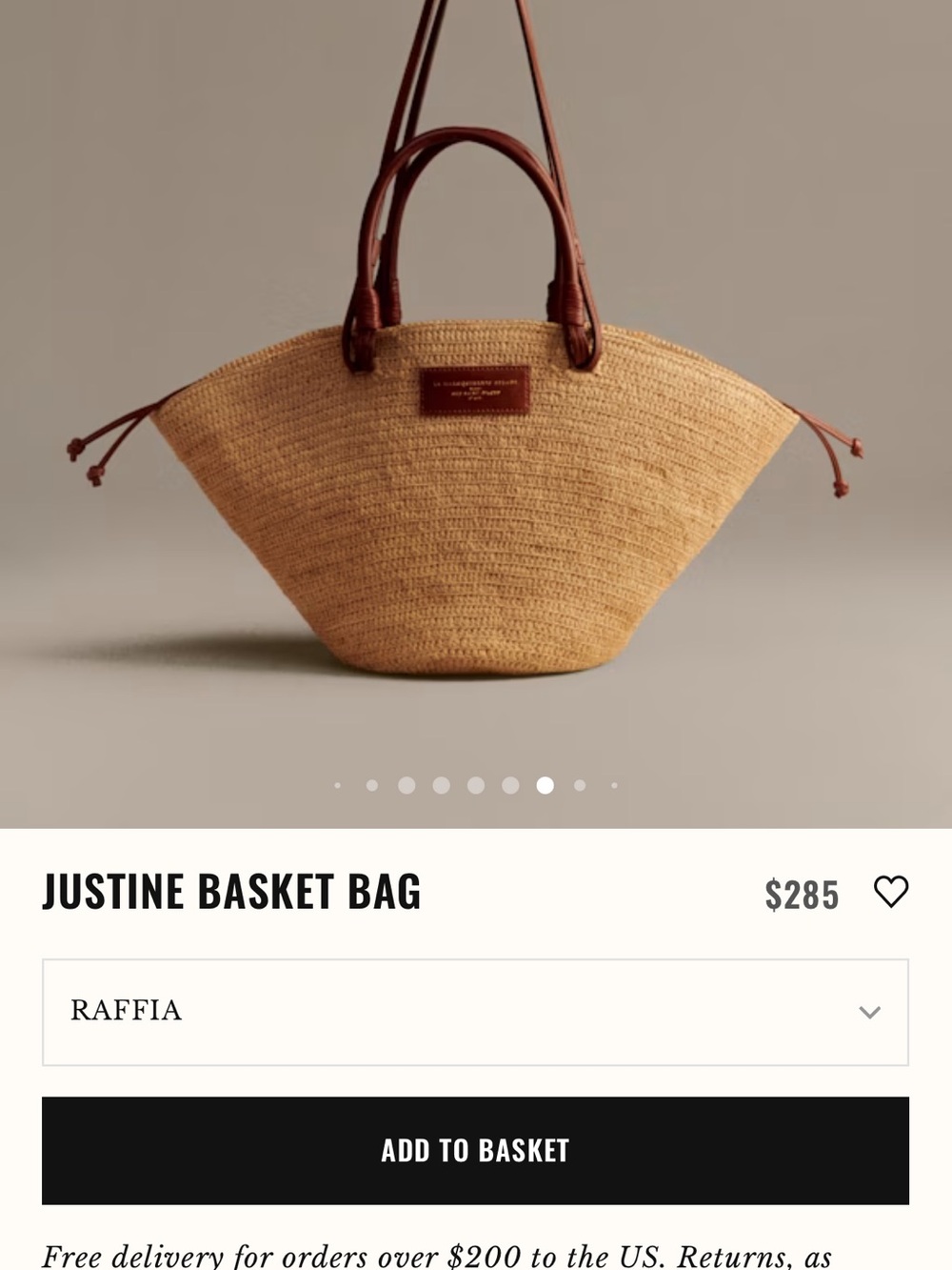 Sezane Justine Basket Bag - Straw Tote with Brown Leather Handles - Picture 9 of 12
